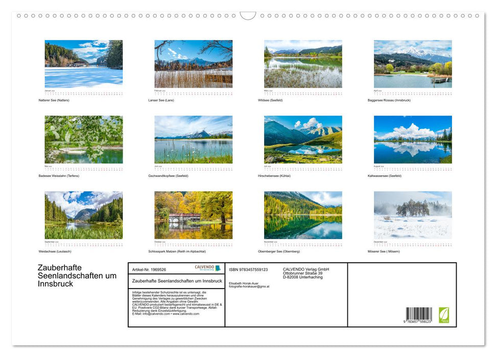 Zauberhafte Seenlandschaften um Innsbruck (CALVENDO Wandkalender 2026)