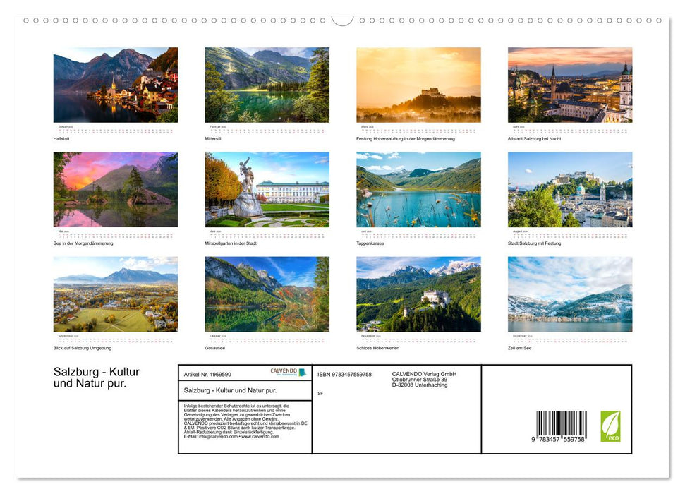 Salzburg - Kultur und Natur pur. (CALVENDO Premium Wandkalender 2026)