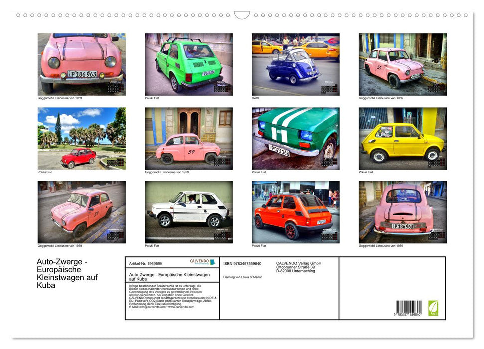 Auto-Zwerge - Europäische Kleinstwagen auf Kuba (CALVENDO Wandkalender 2026)