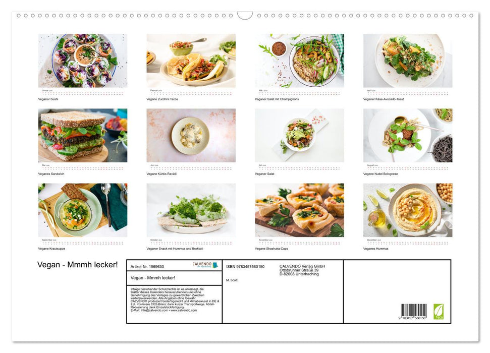 Vegan - Mmmh lecker! (CALVENDO Wandkalender 2026)