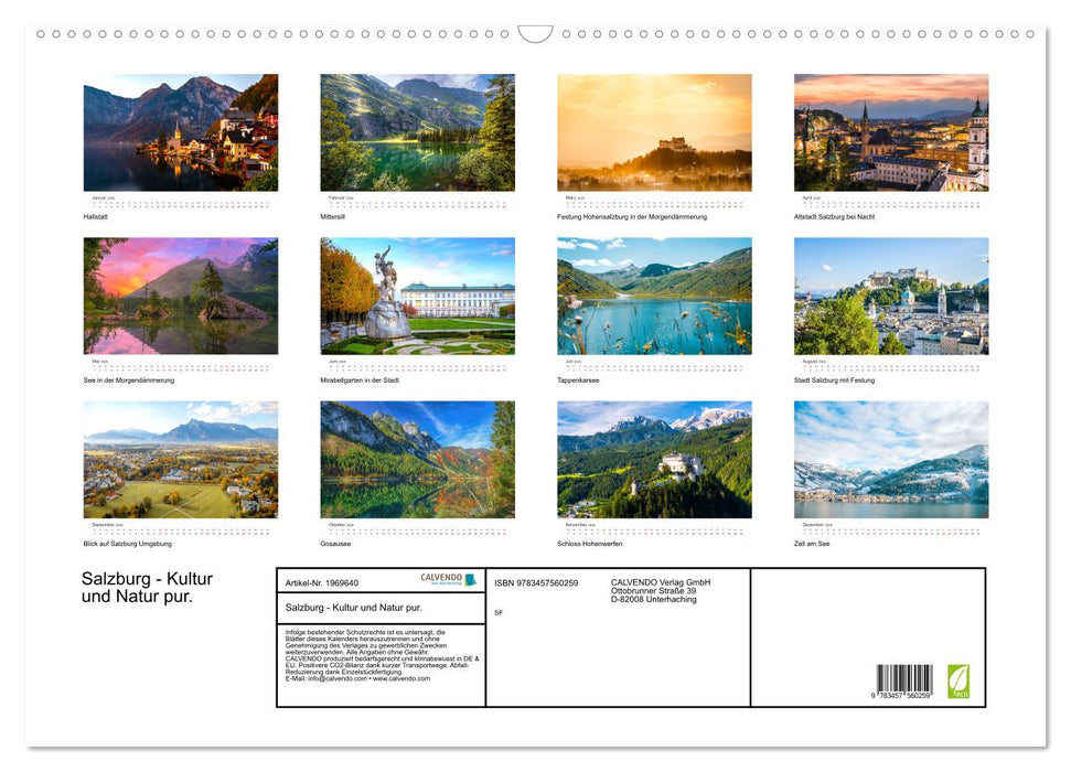Salzburg - Kultur und Natur pur. (CALVENDO Wandkalender 2026)