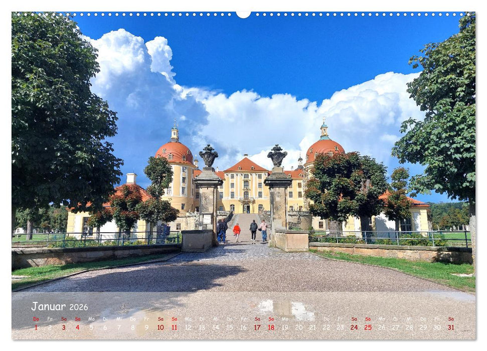 Schloss Moritzburg und das Fasanenschlösschen (CALVENDO Wandkalender 2026)