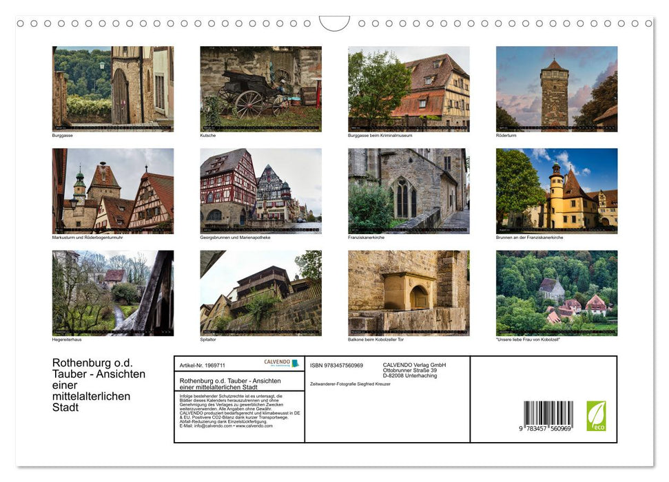 Rothenburg o.d. Tauber - Ansichten einer mittelalterlichen Stadt (CALVENDO Wandkalender 2026)