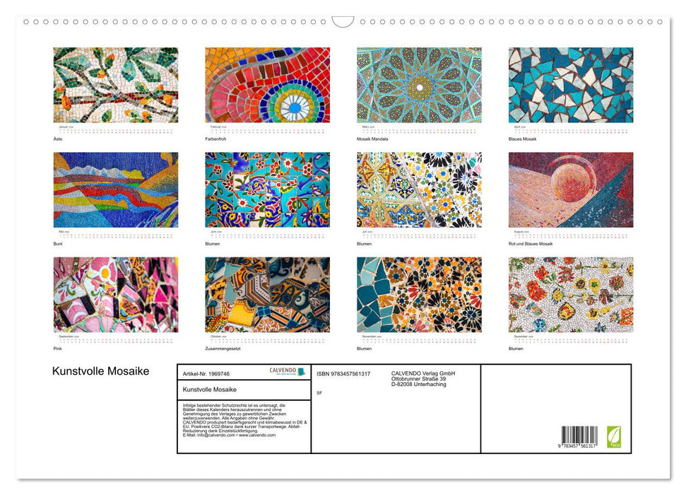 Kunstvolle Mosaike (CALVENDO Wandkalender 2026)