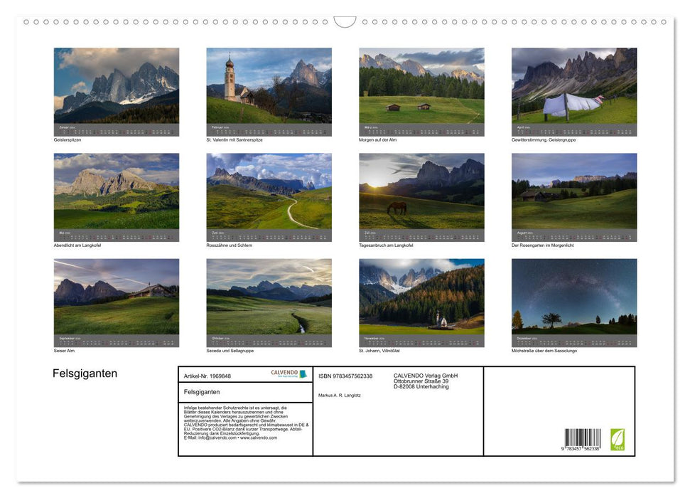 Felsgiganten (CALVENDO Wandkalender 2026)