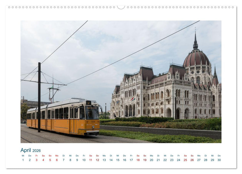 Budapest: zwischen Parlamentsgebäude und Burgpalast (CALVENDO Wandkalender 2026)