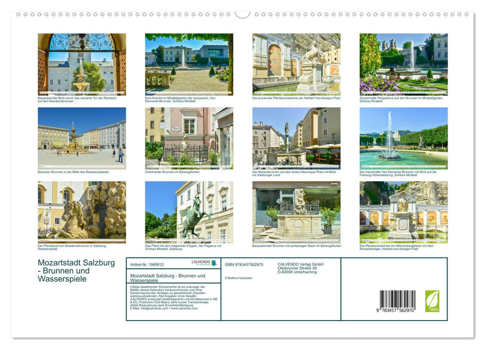 Mozartstadt Salzburg - Brunnen und Wasserspiele (CALVENDO Premium Wandkalender 2026)