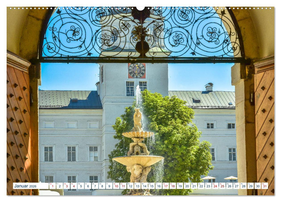 Mozartstadt Salzburg - Brunnen und Wasserspiele (CALVENDO Premium Wandkalender 2026)
