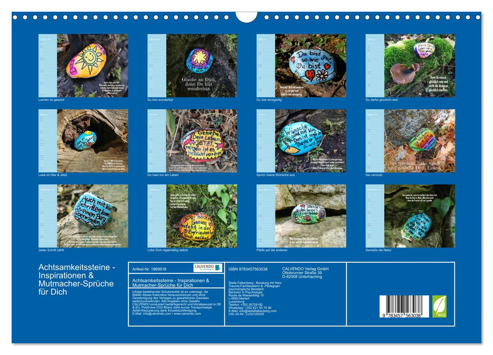 Achtsamkeitssteine - Inspirationen & Mutmacher-Sprüche für Dich (CALVENDO Wandkalender 2026)