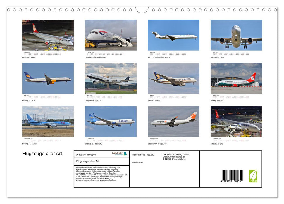 Flugzeuge aller Art (CALVENDO Wandkalender 2026)