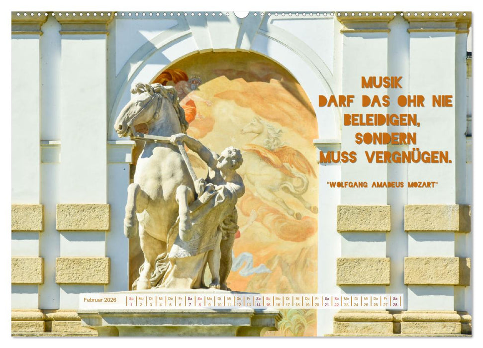 Salzburg, die romantische Stadt mit Zitaten von Wolfgang Amadeus Mozart (CALVENDO Wandkalender 2026)