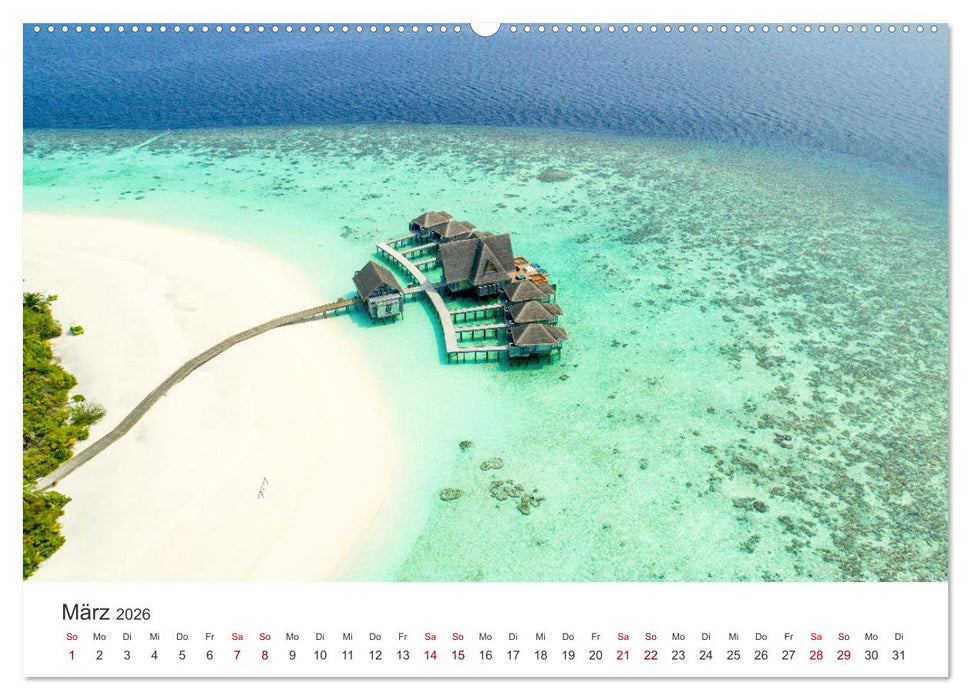 Malediven - Weiße Strände und Türkises Meer. (CALVENDO Wandkalender 2026)