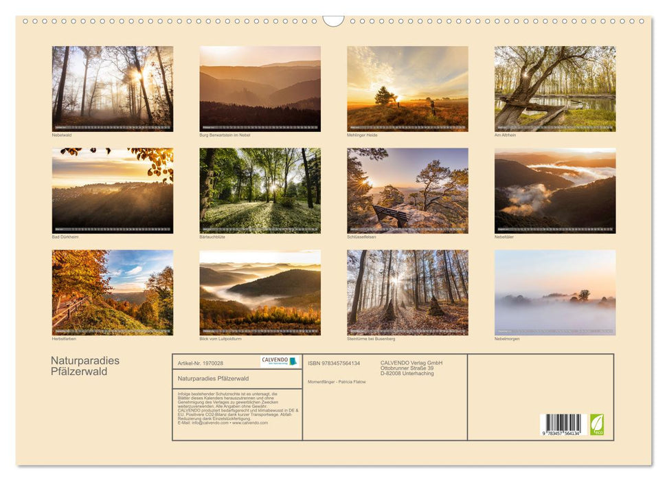 Naturparadies Pfälzerwald (CALVENDO Wandkalender 2026)