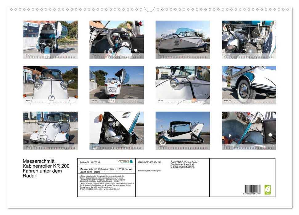 Messerschmitt Kabinenroller KR 200 Fahren unter dem Radar (CALVENDO Wandkalender 2026)