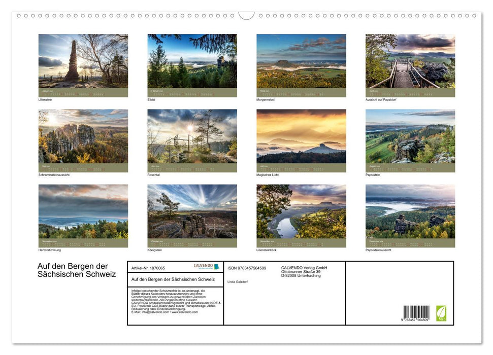 Auf den Bergen der Sächsischen Schweiz (CALVENDO Wandkalender 2026)