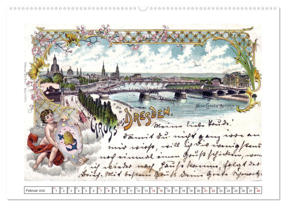 Gruss aus Dresden - Historische Stadtansichten (CALVENDO Wandkalender 2026)
