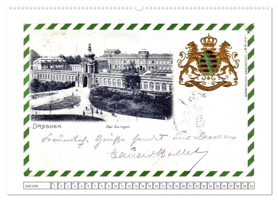 Gruss aus Dresden - Historische Stadtansichten (CALVENDO Wandkalender 2026)