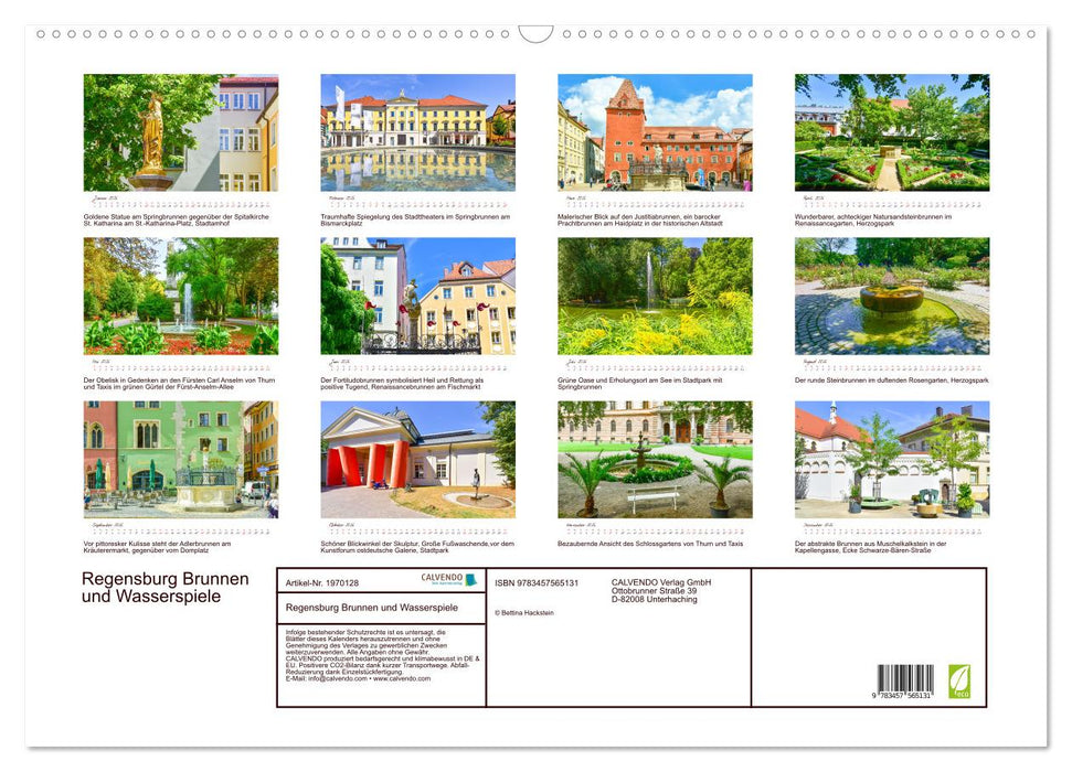 Regensburg Brunnen und Wasserspiele (CALVENDO Wandkalender 2026)