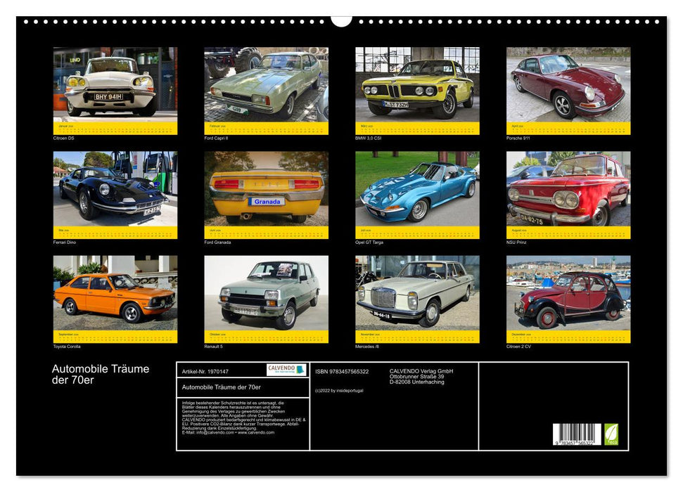 Automobile Träume der 70er (CALVENDO Wandkalender 2026)