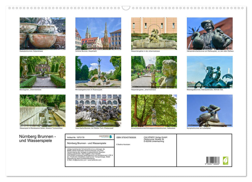 Nürnberg Brunnen - und Wasserspiele (CALVENDO Wandkalender 2026)