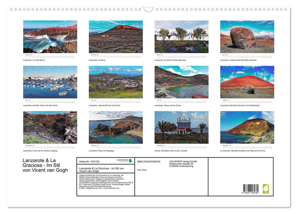 Lanzarote & La Graciosa - Im Stil von Vicent van Gogh (CALVENDO Wandkalender 2026)