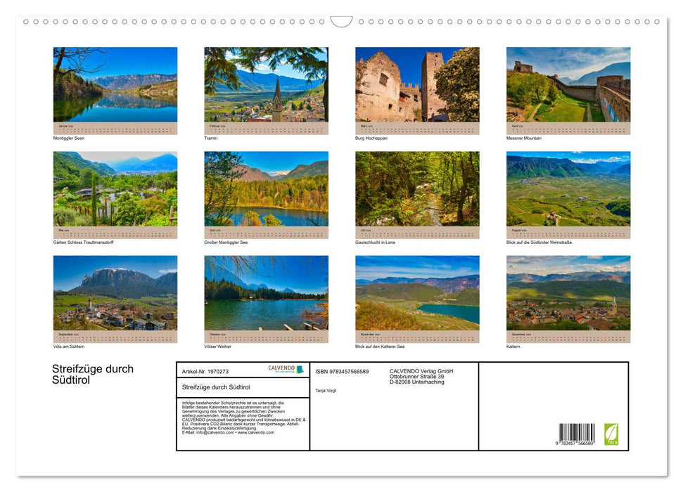 Streifzüge durch Südtirol (CALVENDO Wandkalender 2026)