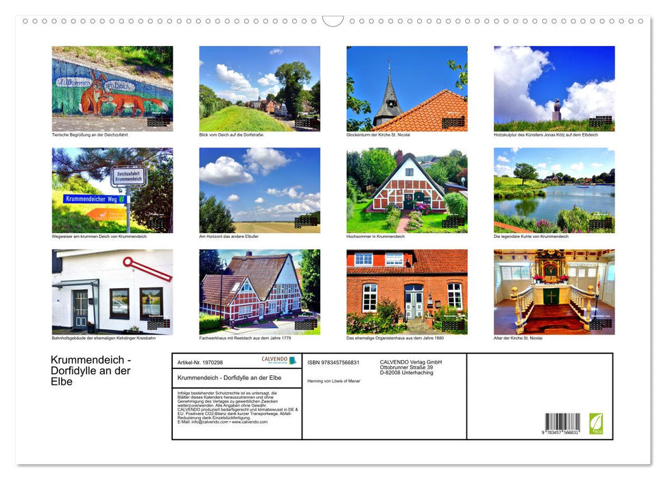 Krummendeich - Dorfidylle an der Elbe (CALVENDO Wandkalender 2026)