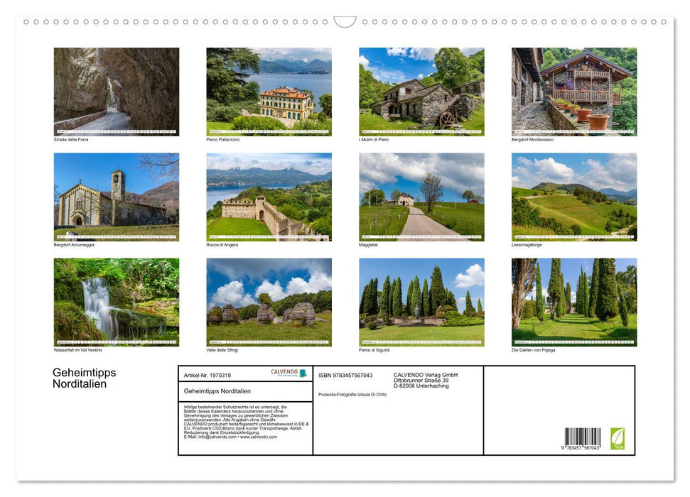 Geheimtipps Norditalien (CALVENDO Wandkalender 2026)