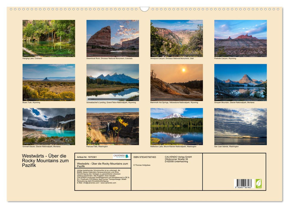 Westwärts - Über die Rocky Mountains zum Pazifik (CALVENDO Wandkalender 2026)