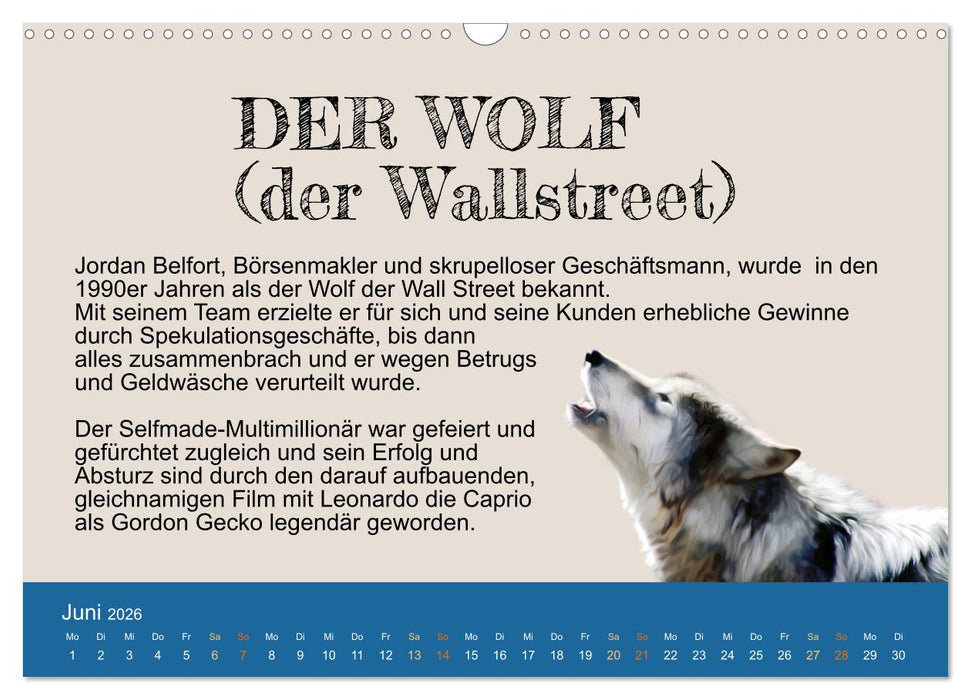Tiere in der Finanzwelt 2026 (CALVENDO Wandkalender 2026)