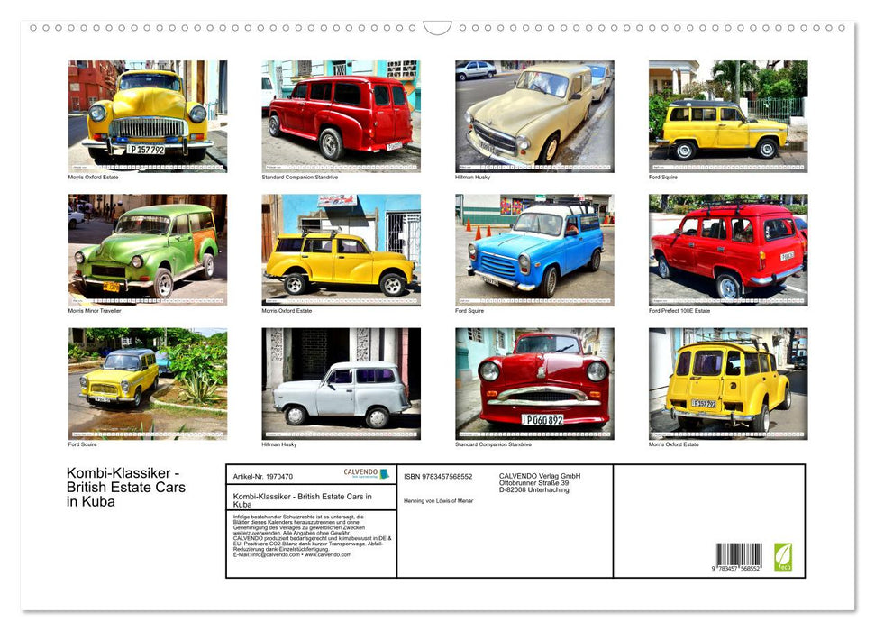 Kombi-Klassiker - British Estate Cars in Kuba (CALVENDO Wandkalender 2026)