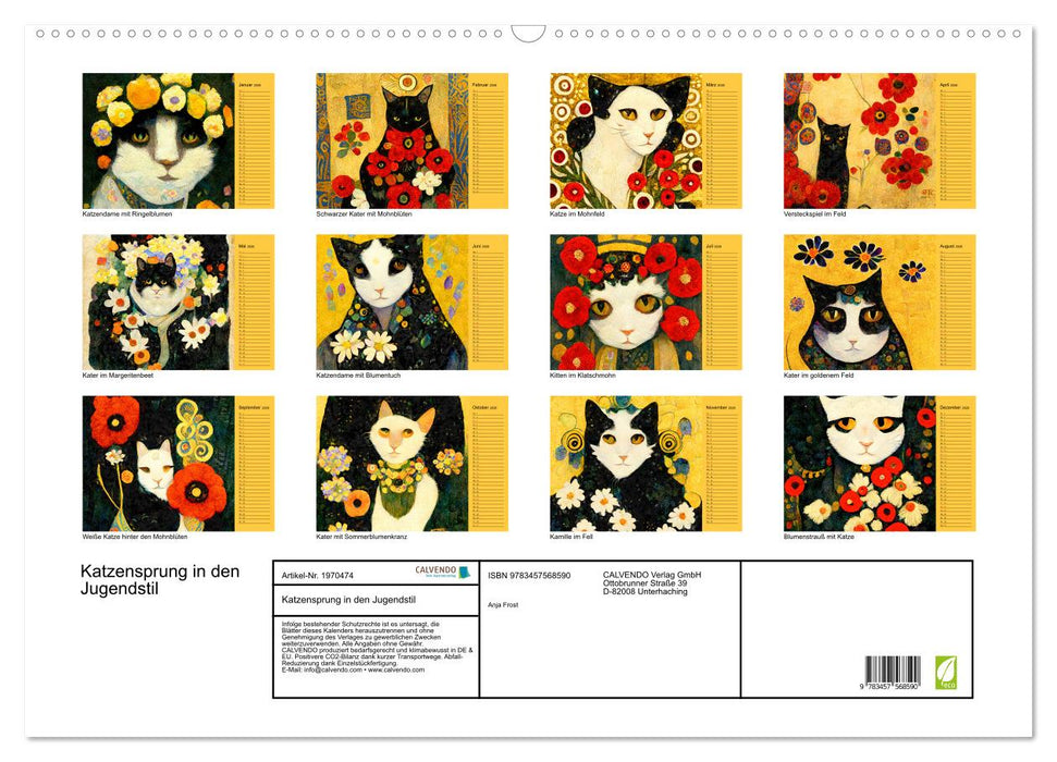 Katzensprung in den Jugendstil (CALVENDO Wandkalender 2026)
