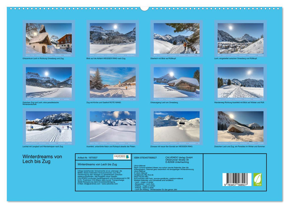 Winterdreams von Lech bis Zug (CALVENDO Premium Wandkalender 2026)