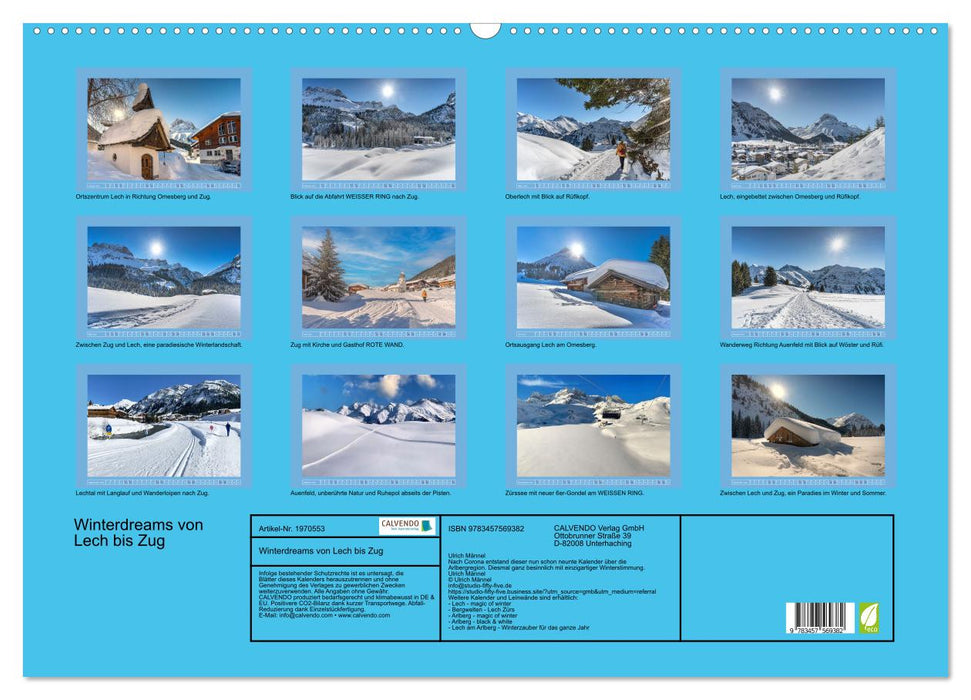 Winterdreams von Lech bis Zug (CALVENDO Wandkalender 2026)
