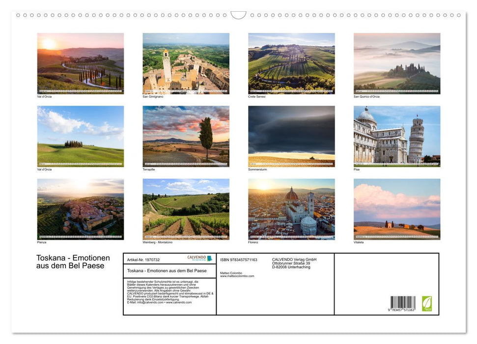 Toskana - Emotionen aus dem Bel Paese (CALVENDO Wandkalender 2026)