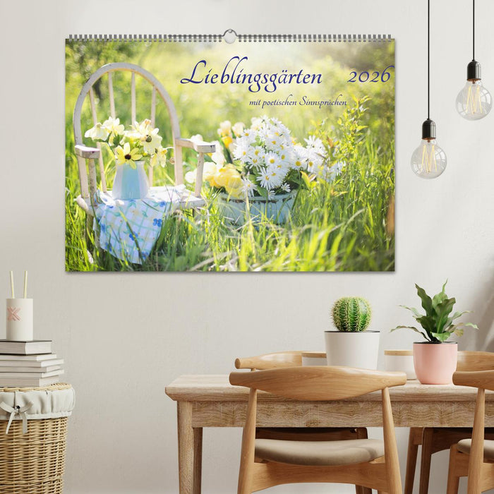 Lieblingsgärten mit poetischen Sinnsprüchen (CALVENDO Wandkalender 2026)