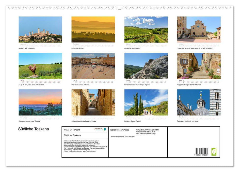 Südliche Toskana (CALVENDO Wandkalender 2026)