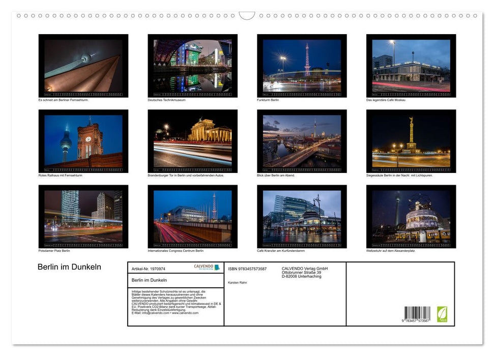 Berlin im Dunkeln (CALVENDO Wandkalender 2026)