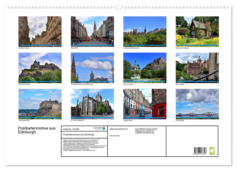 Postkartenmotive aus Edinburgh (CALVENDO Wandkalender 2026)