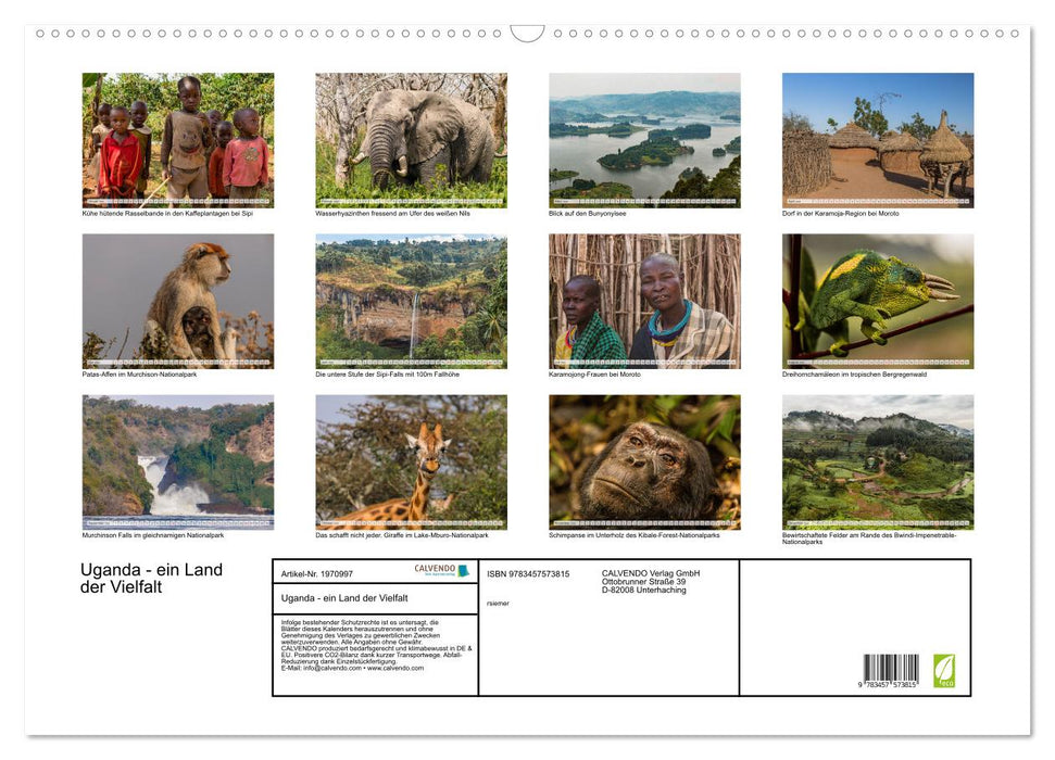 Uganda - ein Land der Vielfalt (CALVENDO Wandkalender 2026)