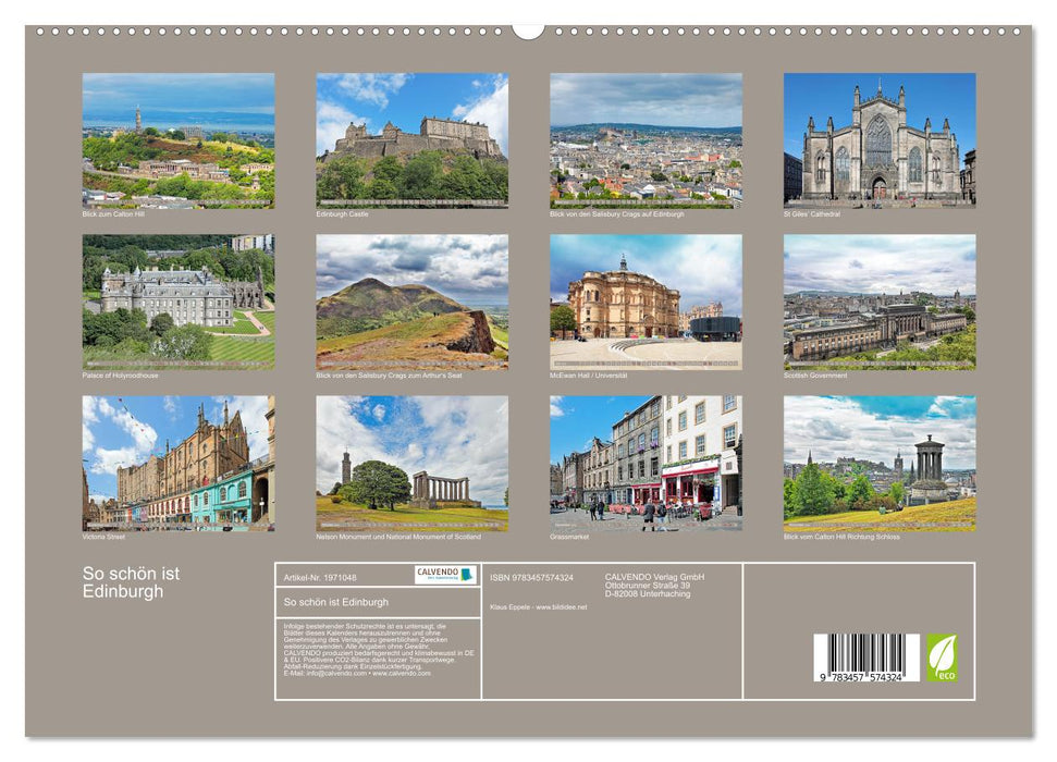 So schön ist Edinburgh (CALVENDO Premium Wandkalender 2026)