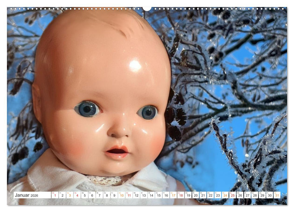 Alte Puppen und Blumen (CALVENDO Wandkalender 2026)