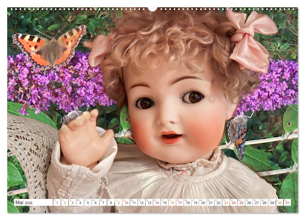 Alte Puppen und Blumen (CALVENDO Wandkalender 2026)