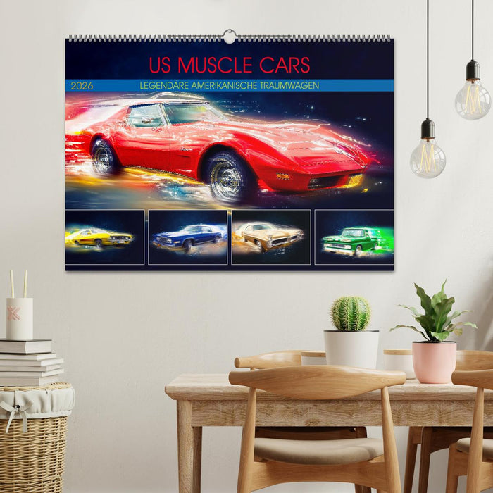 US Muscle Cars Legendäre Amerikanische Traumwagen (CALVENDO Wandkalender 2026)