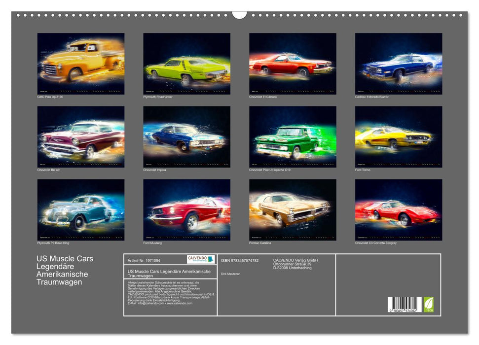 US Muscle Cars Legendäre Amerikanische Traumwagen (CALVENDO Wandkalender 2026)
