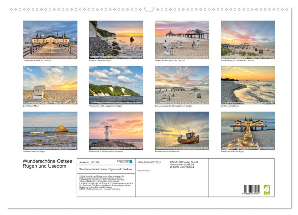Wunderschöne Ostsee Rügen und Usedom (CALVENDO Wandkalender 2026)