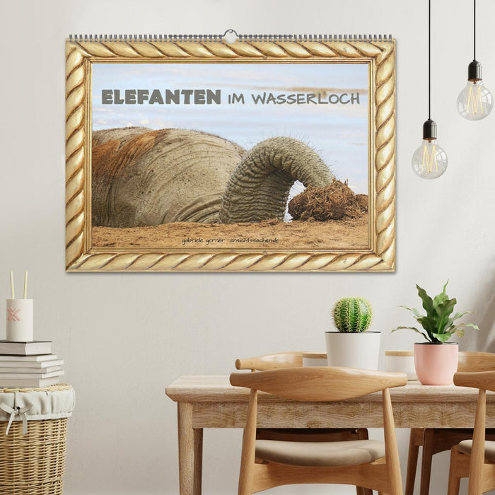Elefanten im Wasserloch (CALVENDO Wandkalender 2026)