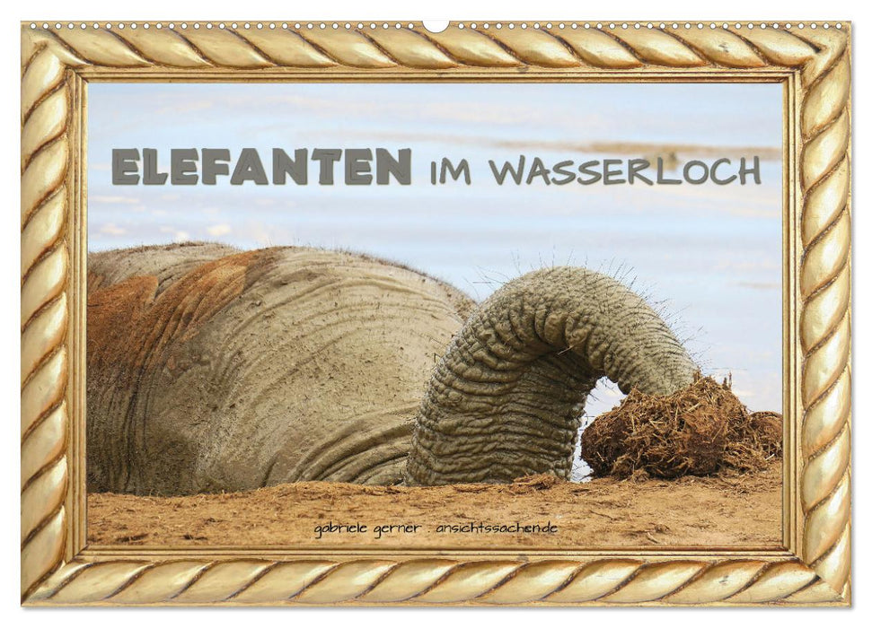 Elefanten im Wasserloch (CALVENDO Wandkalender 2026)