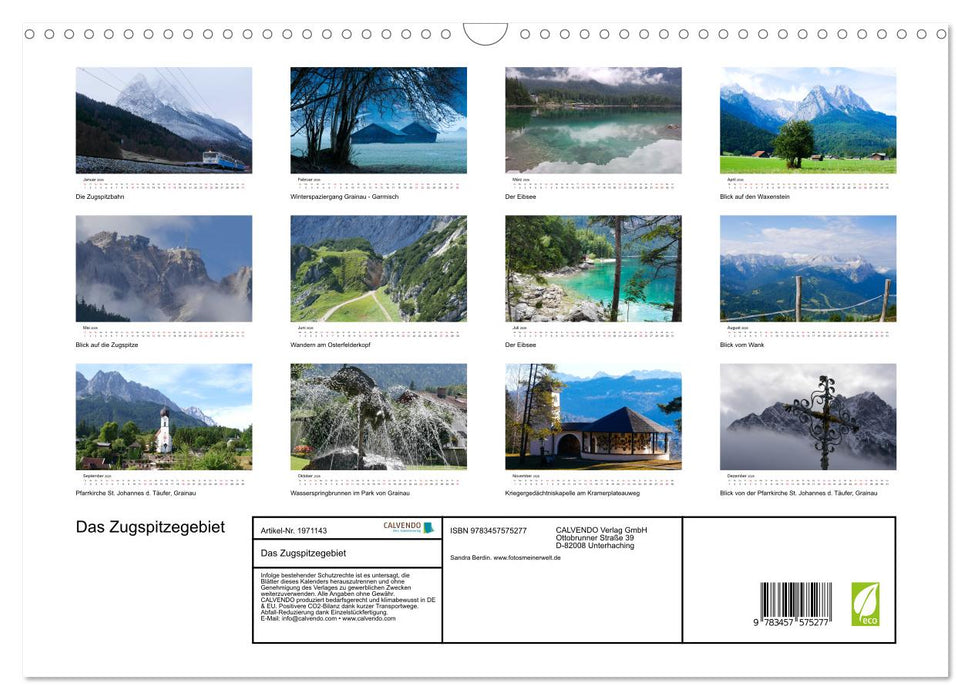 Das Zugspitzegebiet (CALVENDO Wandkalender 2026)