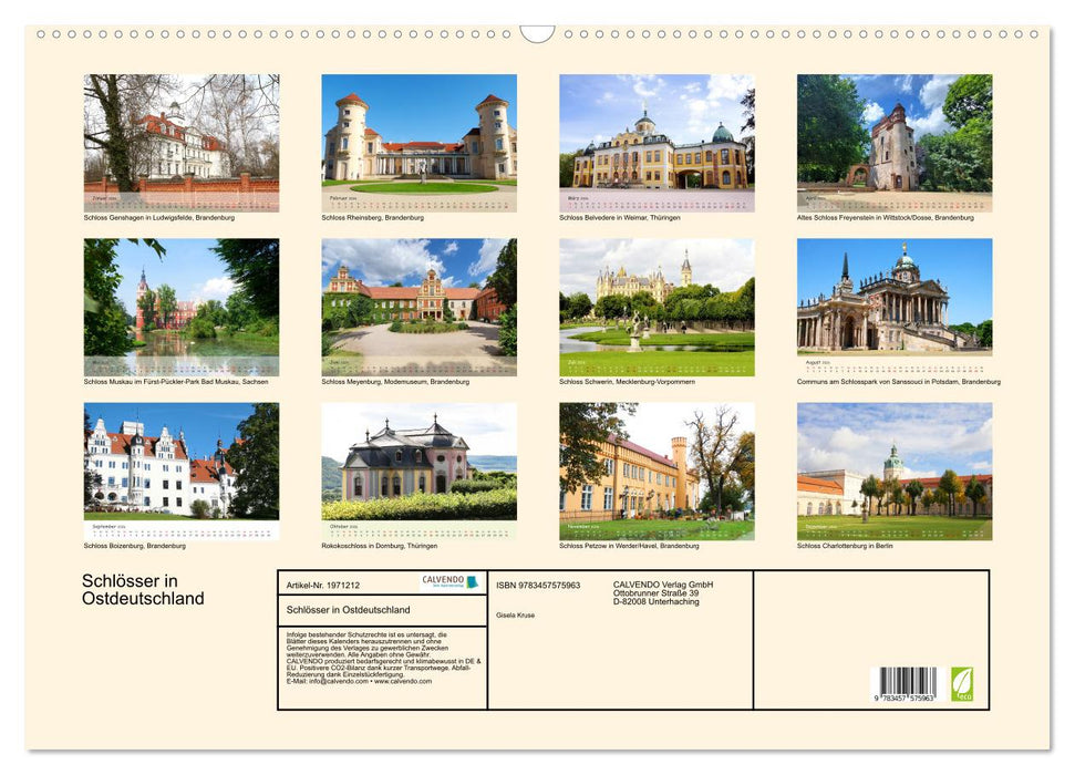 Schlösser in Ostdeutschland (CALVENDO Wandkalender 2026)